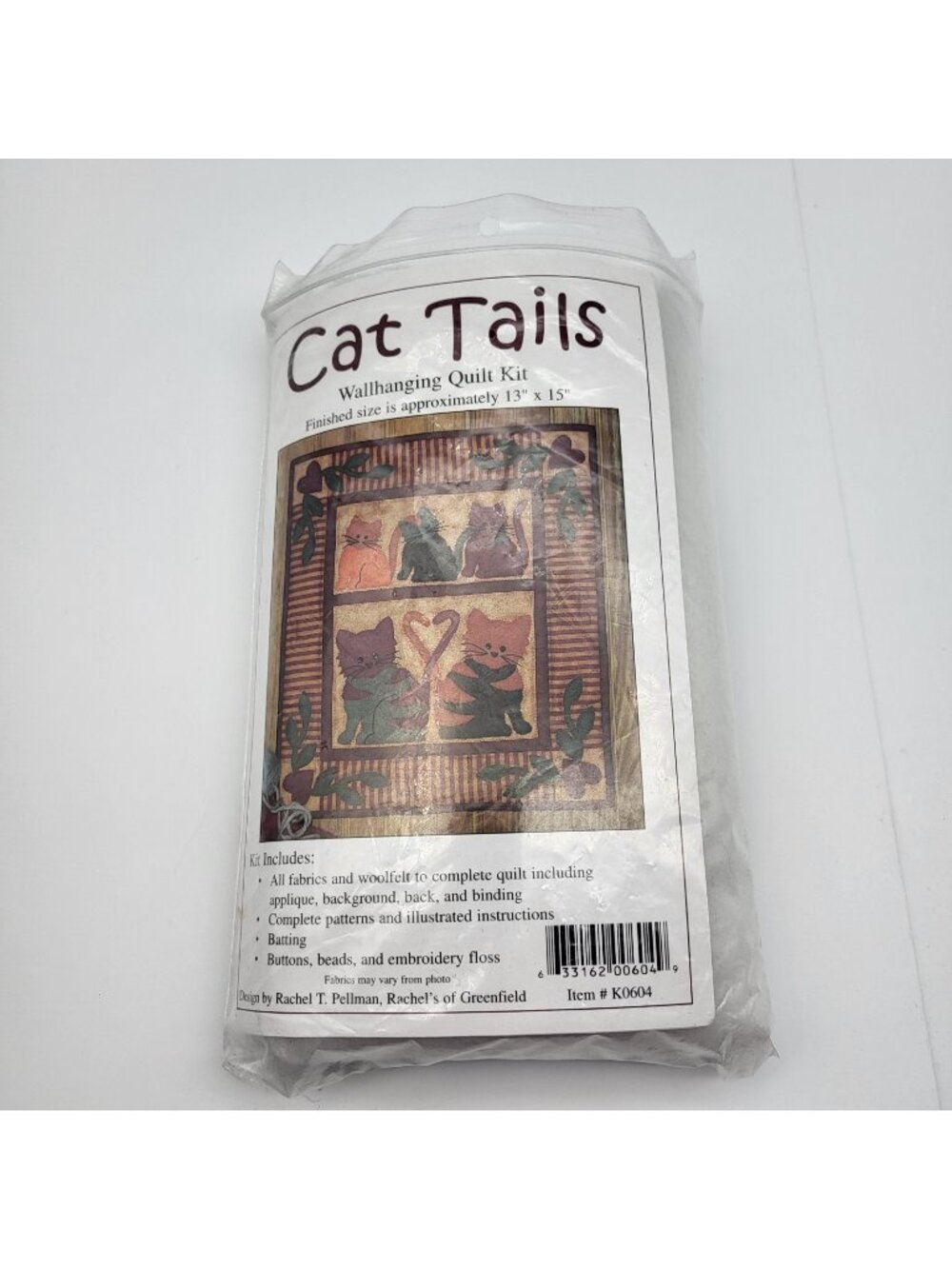 Cat Tails Wallhanging Quilt Kit finished size is 13"x15" Kitty sewing fabric kit